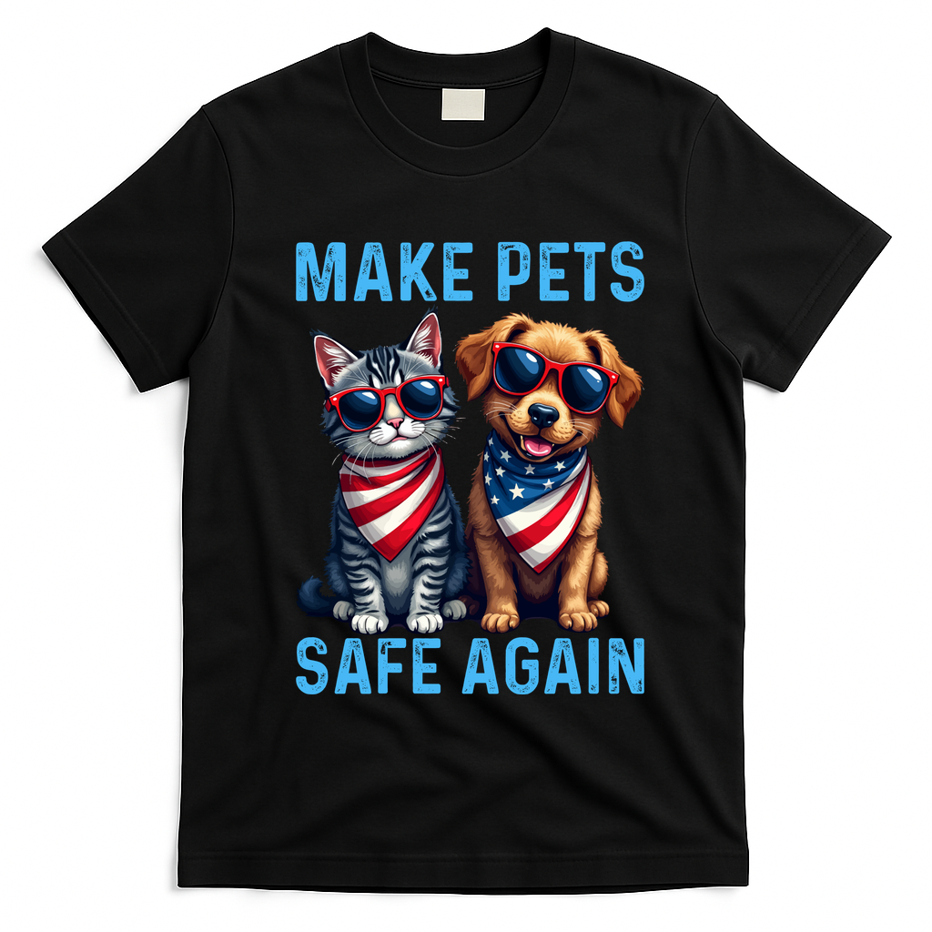 Make Pets Safe Again Funny Donald Trump They Are Eating The Dogs T-Shirt - Black