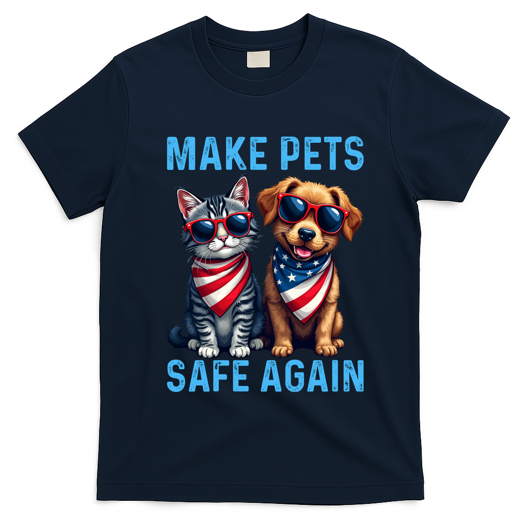 Make Pets Safe Again Funny Donald Trump They Are Eating The Dogs T-Shirt - Navy Blue
