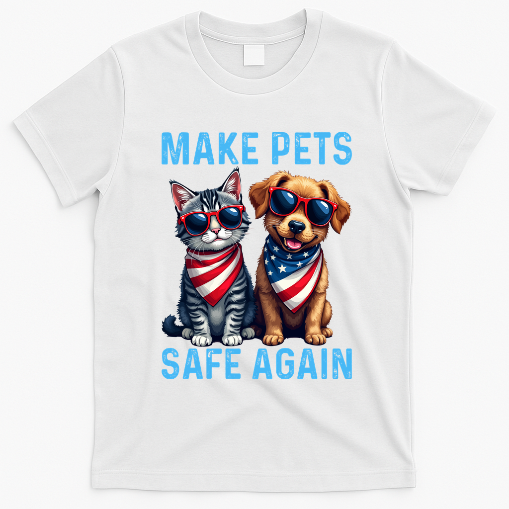 Make Pets Safe Again Funny Donald Trump They Are Eating The Dogs T-Shirt - White