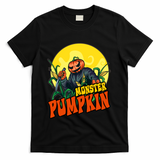 Monster Pumpkin Spooky Halloween T-Shirt - Black