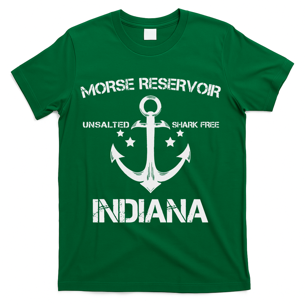 Morse Reservoir Indiana Funny Fishing Camping Summer Gift T-Shirt - Green
