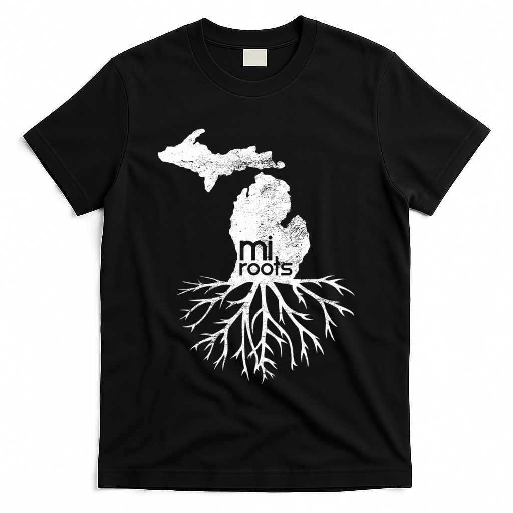 Mi Roots Michigan Map Native Michigander Gift Home State Gift T-Shirt