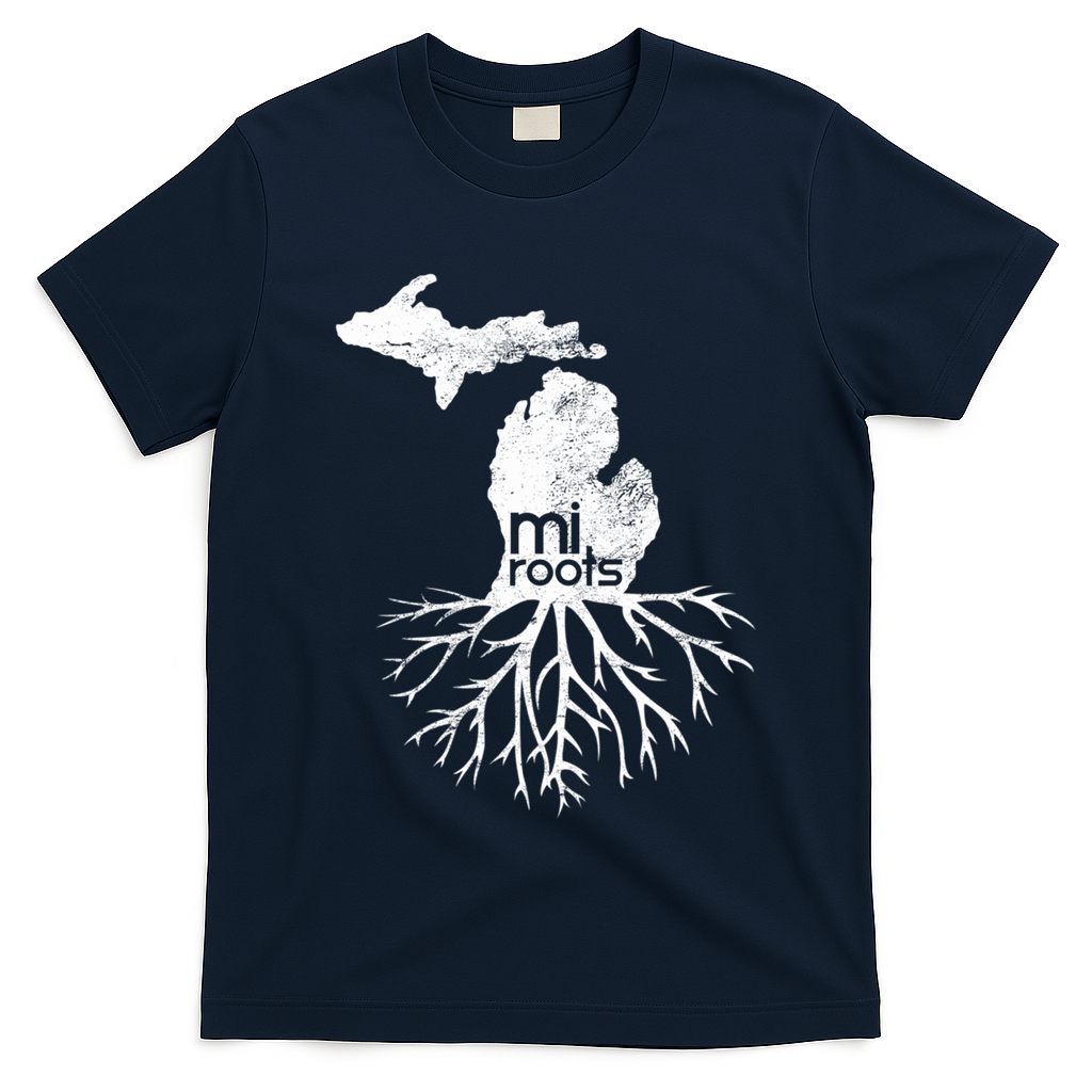Mi Roots Michigan Map Native Michigander Gift Home State Gift T-Shirt