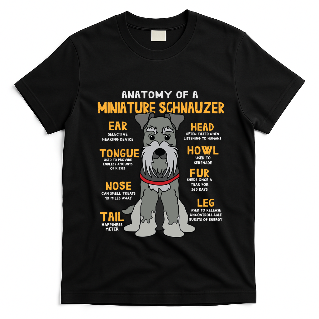 Miniature Schnauzer Anatomy Funny Dog Mum Dad Gift T-Shirt - Black