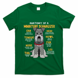 Miniature Schnauzer Anatomy Funny Dog Mum Dad Gift T-Shirt - Irish Green