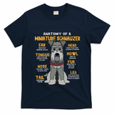 Miniature Schnauzer Anatomy Funny Dog Mum Dad Gift T-Shirt - Navy Blue