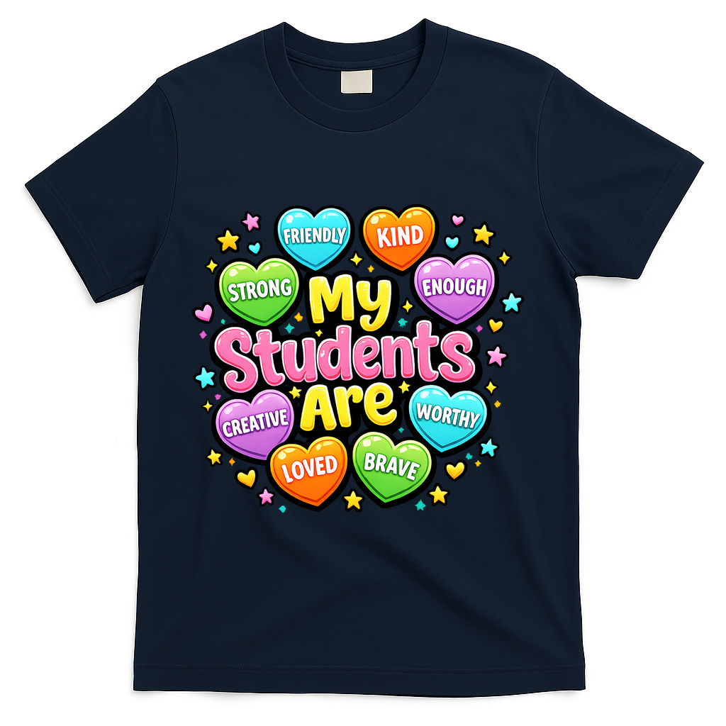 My Students Are Kind Strong Brave T-Shirt - Navy