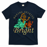 Making Spirits Bright Christmas Haunted Mansion Christmas T-Shirt - Navy Blue