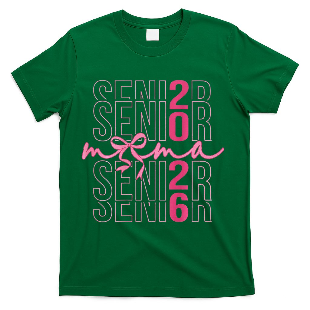 Mom Senior Class Of 2026 Coquette Bow Graduation 2026 T-Shirt - Green