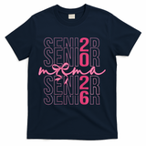Mom Senior Class Of 2026 Coquette Bow Graduation 2026 T-Shirt - Navy