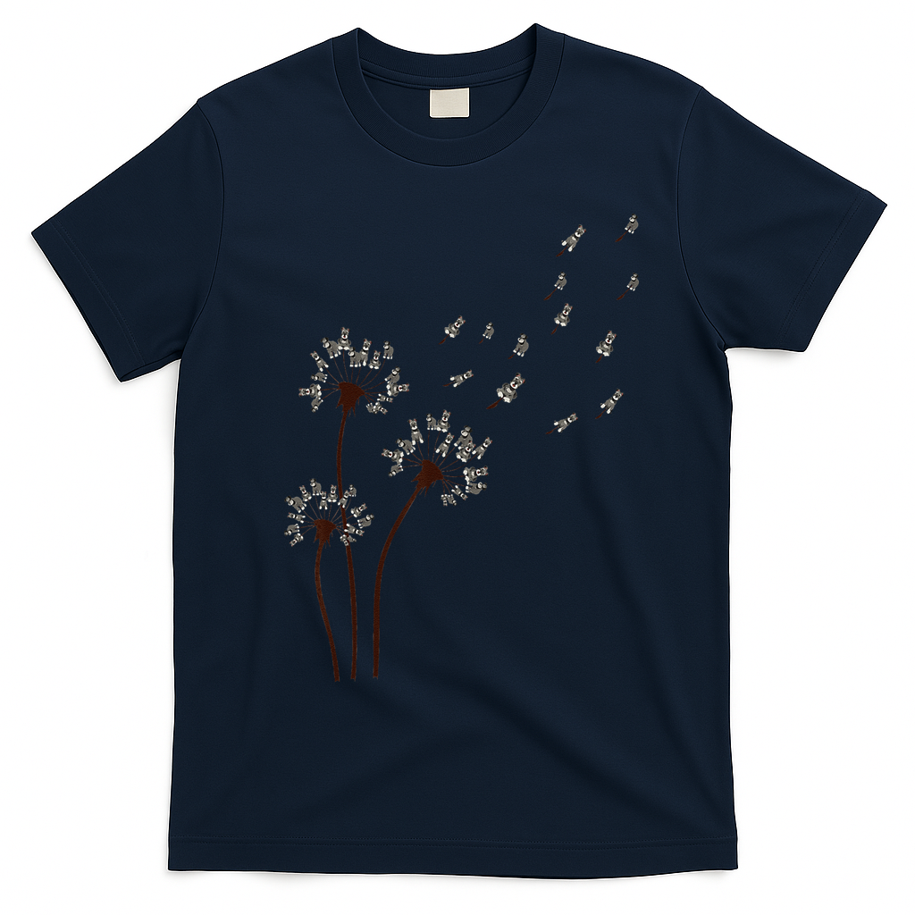 Miniature Schnauzer Dandelion Loves Dog For Mothers Day Dog T-Shirt - Navy Blue