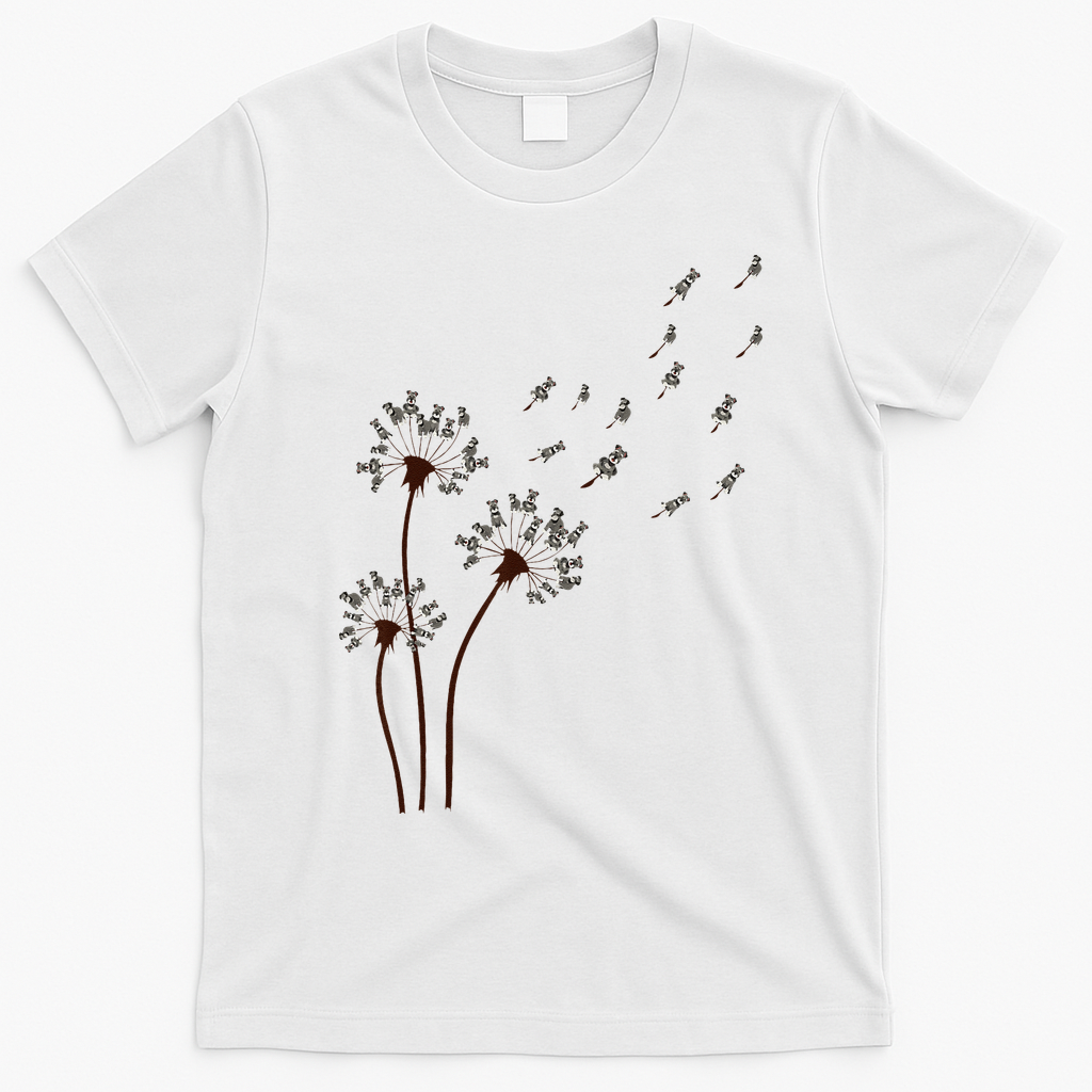 Miniature Schnauzer Dandelion Loves Dog For Mothers Day Dog T-Shirt - White