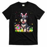Miniature Schnauzer Dog Easter Egg Hunt Bunny Ear Easter T-Shirt - Black