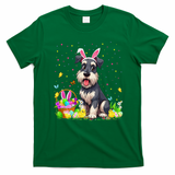 Miniature Schnauzer Dog Easter Egg Hunt Bunny Ear Easter T-Shirt - Irish Green