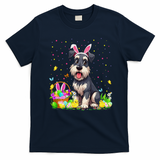Miniature Schnauzer Dog Easter Egg Hunt Bunny Ear Easter T-Shirt - Navy Blue