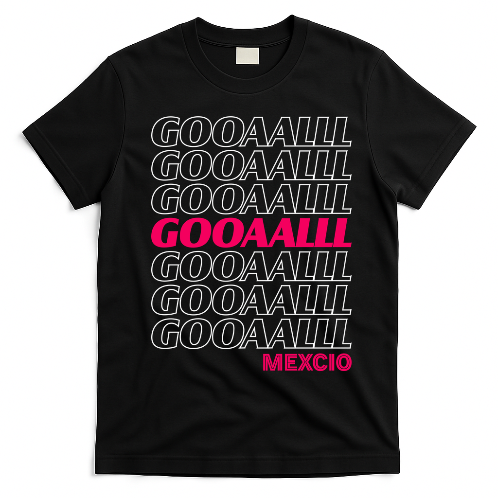 Mexico Soccer Fan GOOAALLL Apparel Goal T-Shirt - Black