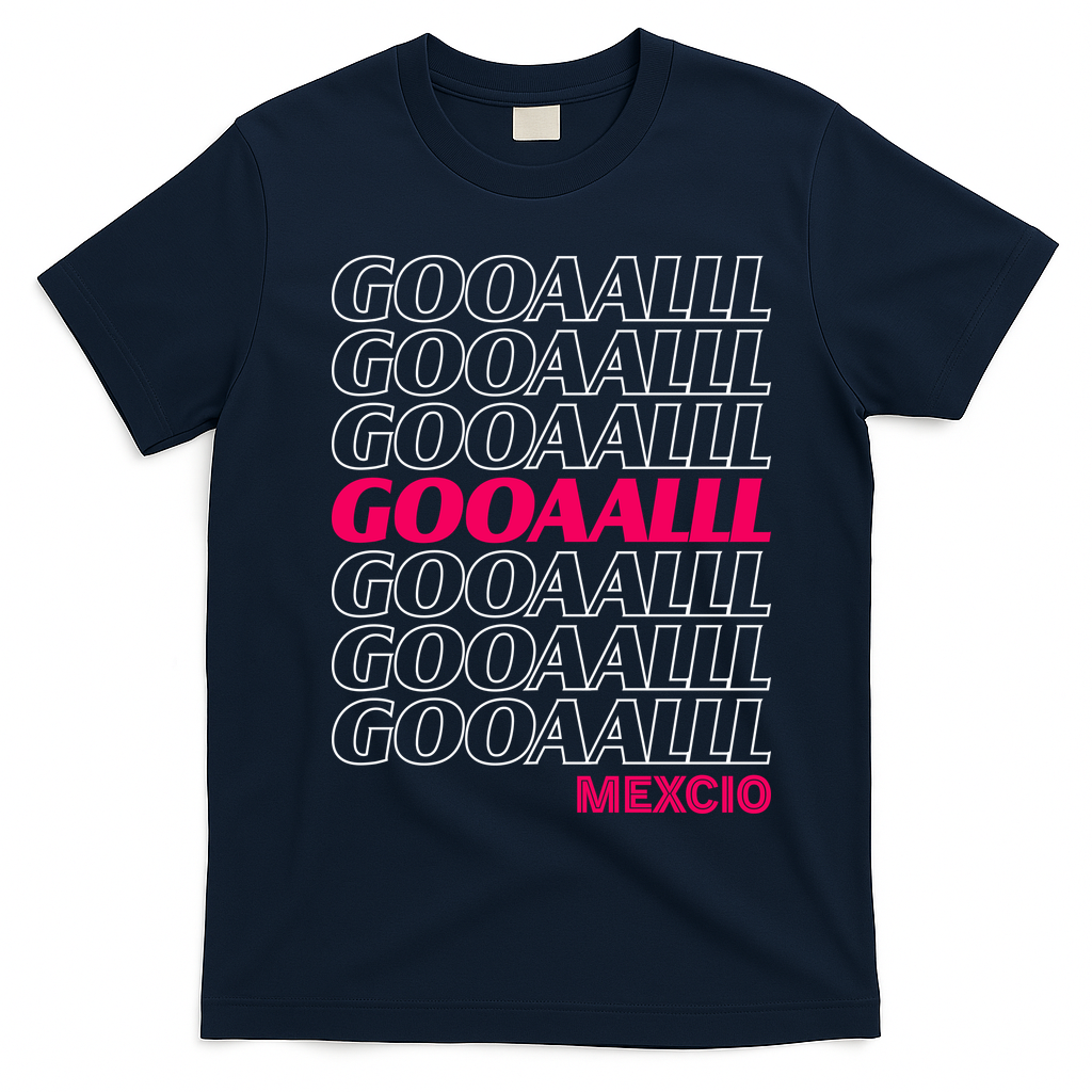 Mexico Soccer Fan GOOAALLL Apparel Goal T-Shirt - Navy Blue