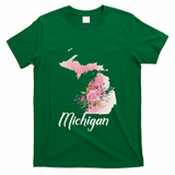 Michigan S.T.A.T.E Floral Watercolor Map Funny Cute Gift. T-Shirt