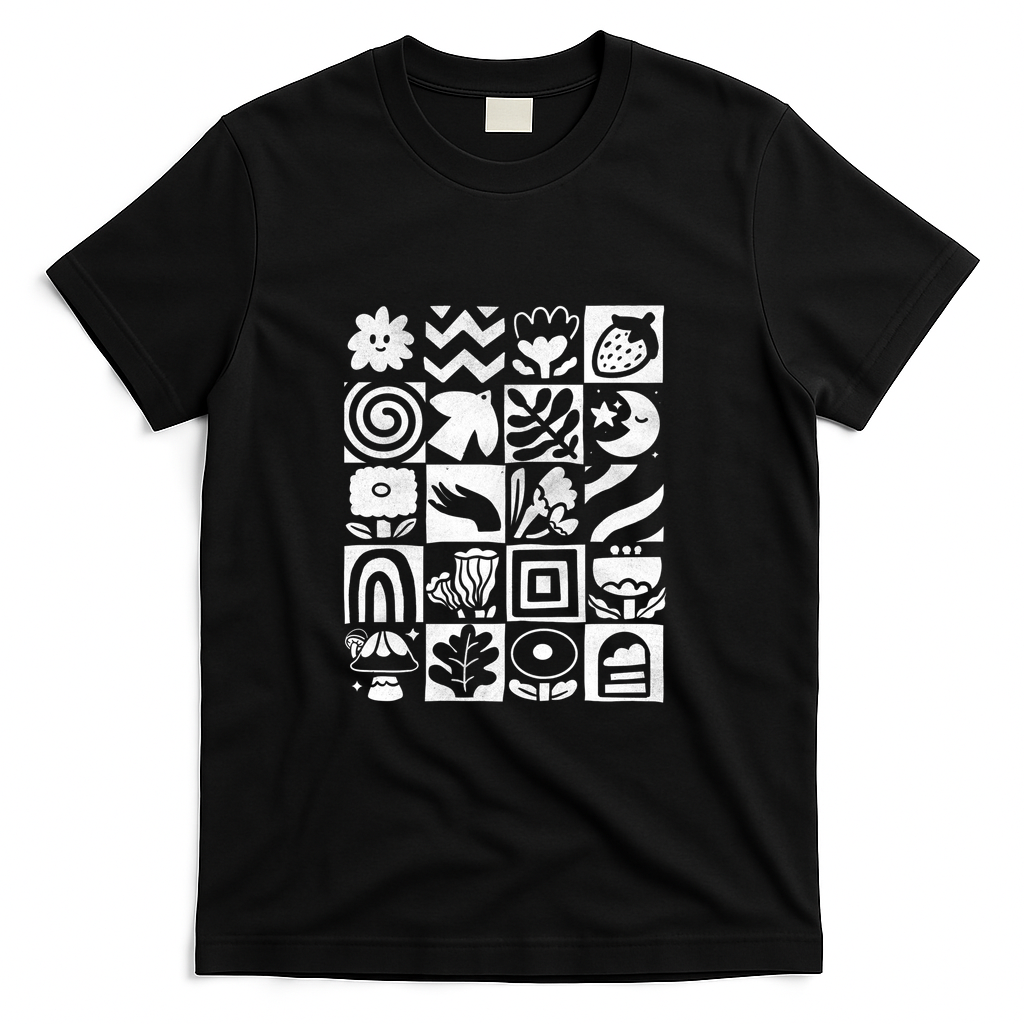 Monochrome Spring Pattern - Black
