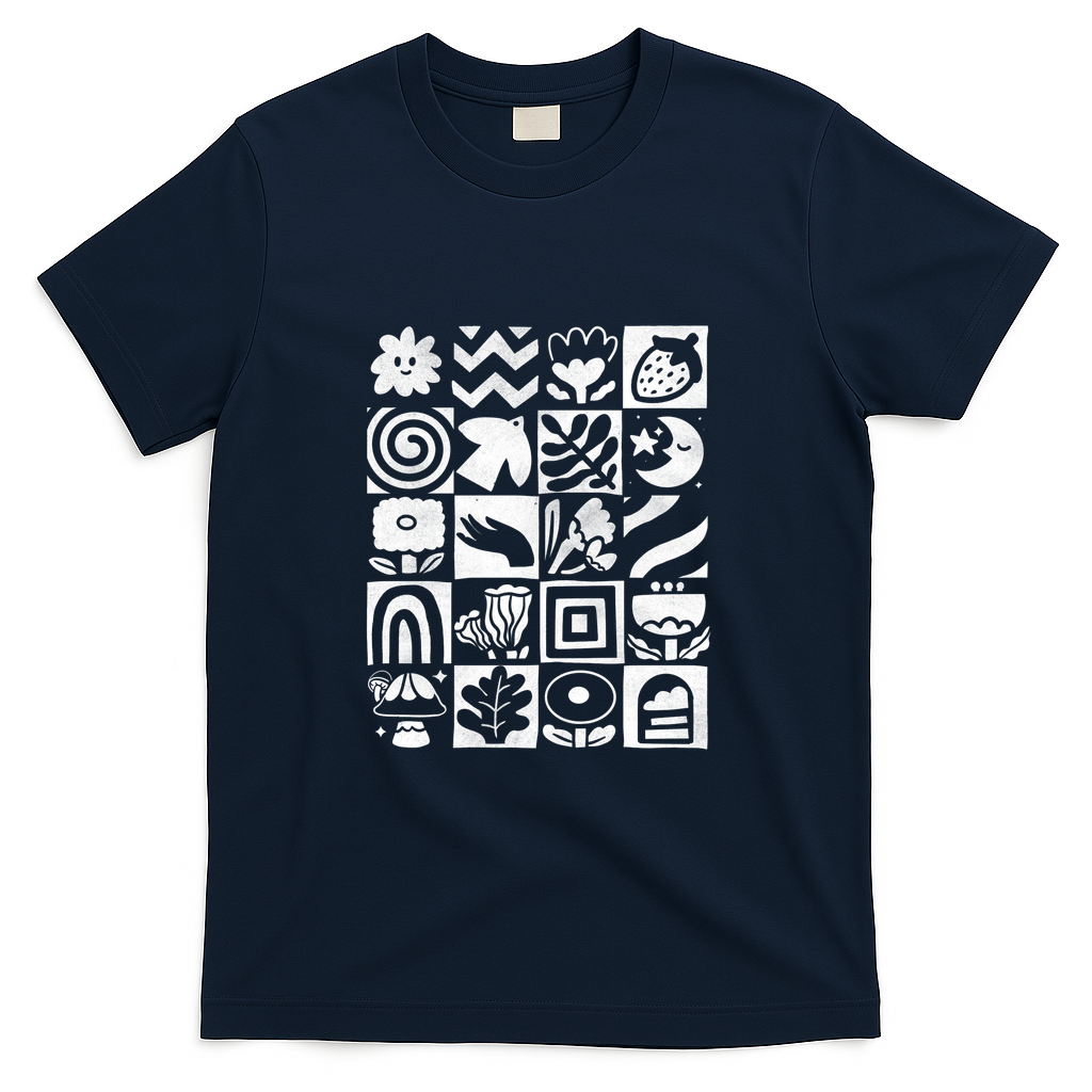 Monochrome Spring Pattern - Navy