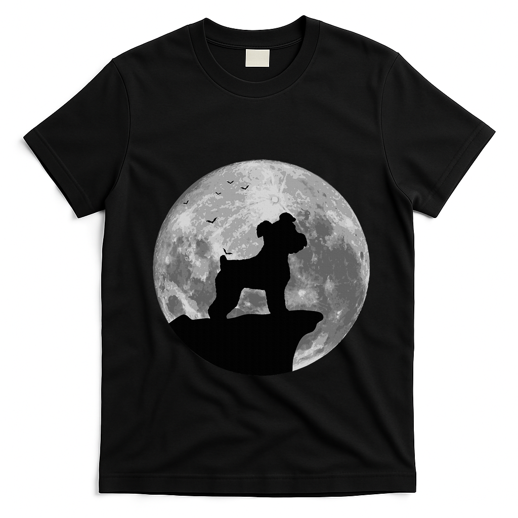 Miniature Schnauzer Silhouette In The Moon Costume T-Shirt - Black