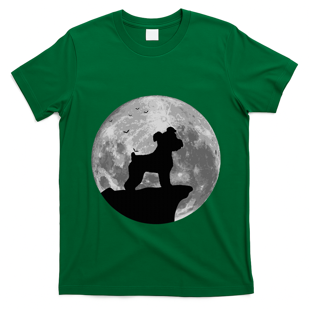 Miniature Schnauzer Silhouette In The Moon Costume T-Shirt - Irish Green
