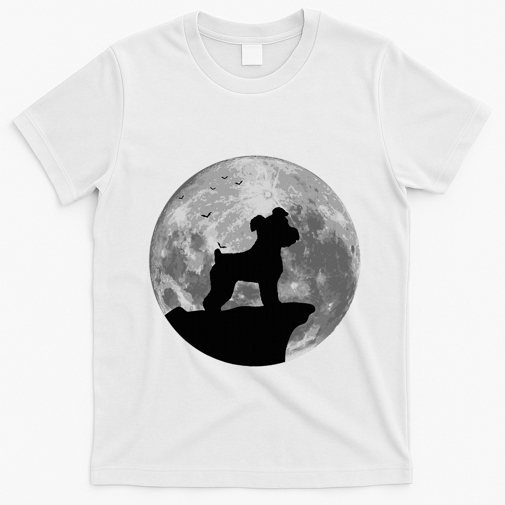 Miniature Schnauzer Silhouette In The Moon Costume T-Shirt - White