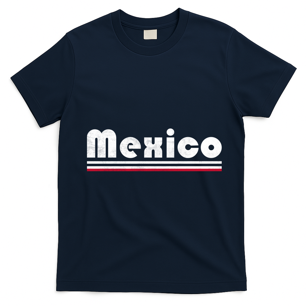 Mexico Soccer Stripe Jersey Logo Fan T-Shirt - Navy Blue
