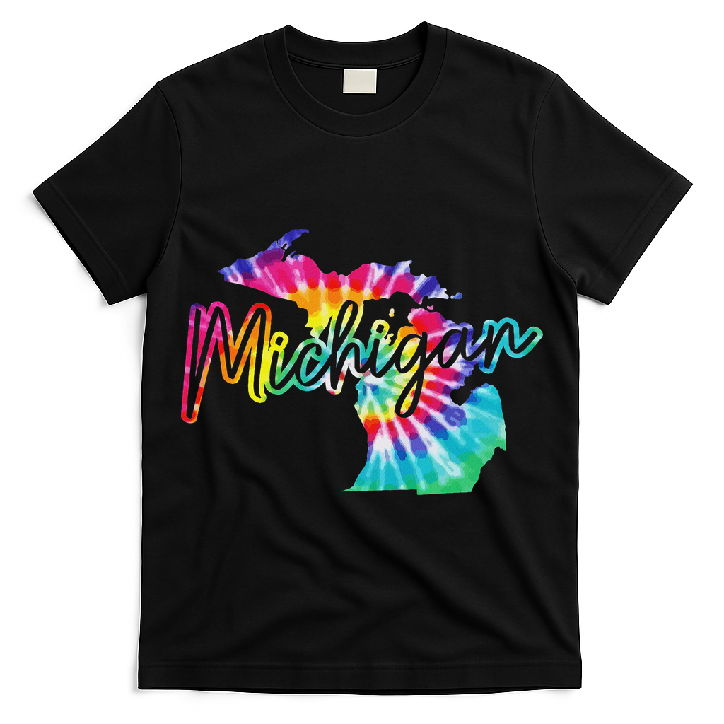 Michigan Tie Dye State Map Pride Hippie Vintage Retro T-Shirt