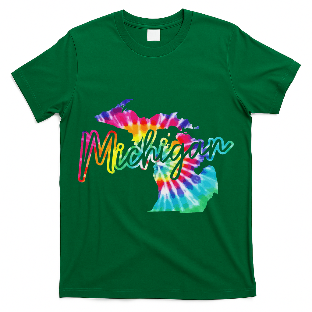 Michigan Tie Dye State Map Pride Hippie Vintage Retro T-Shirt