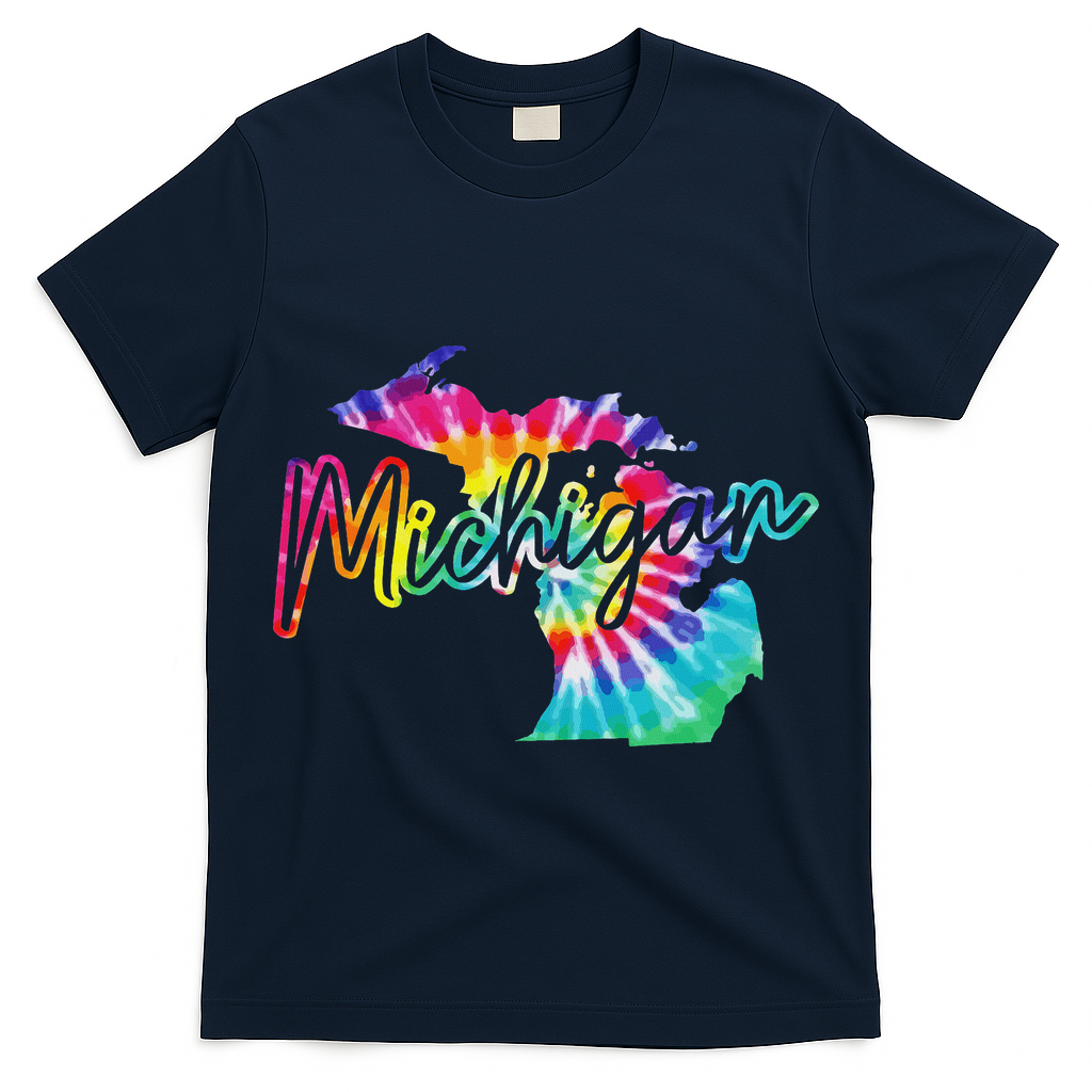 Michigan Tie Dye State Map Pride Hippie Vintage Retro T-Shirt