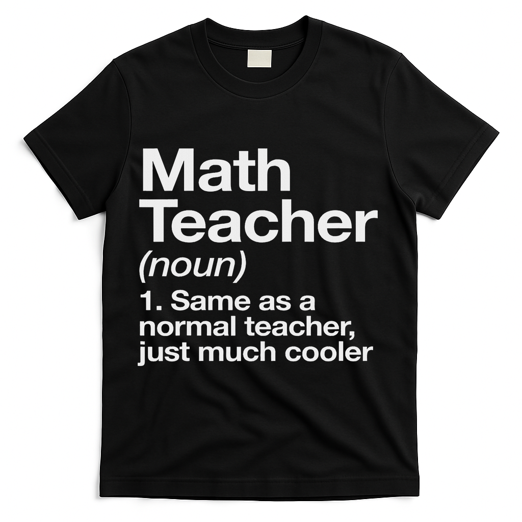 Math Teacher Definition Funny Back To School First Day T-Shirt - Black