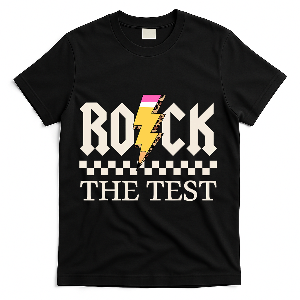 Motivational Testing Day For Teacher Student Rock The Test  T-Shirt - Black
