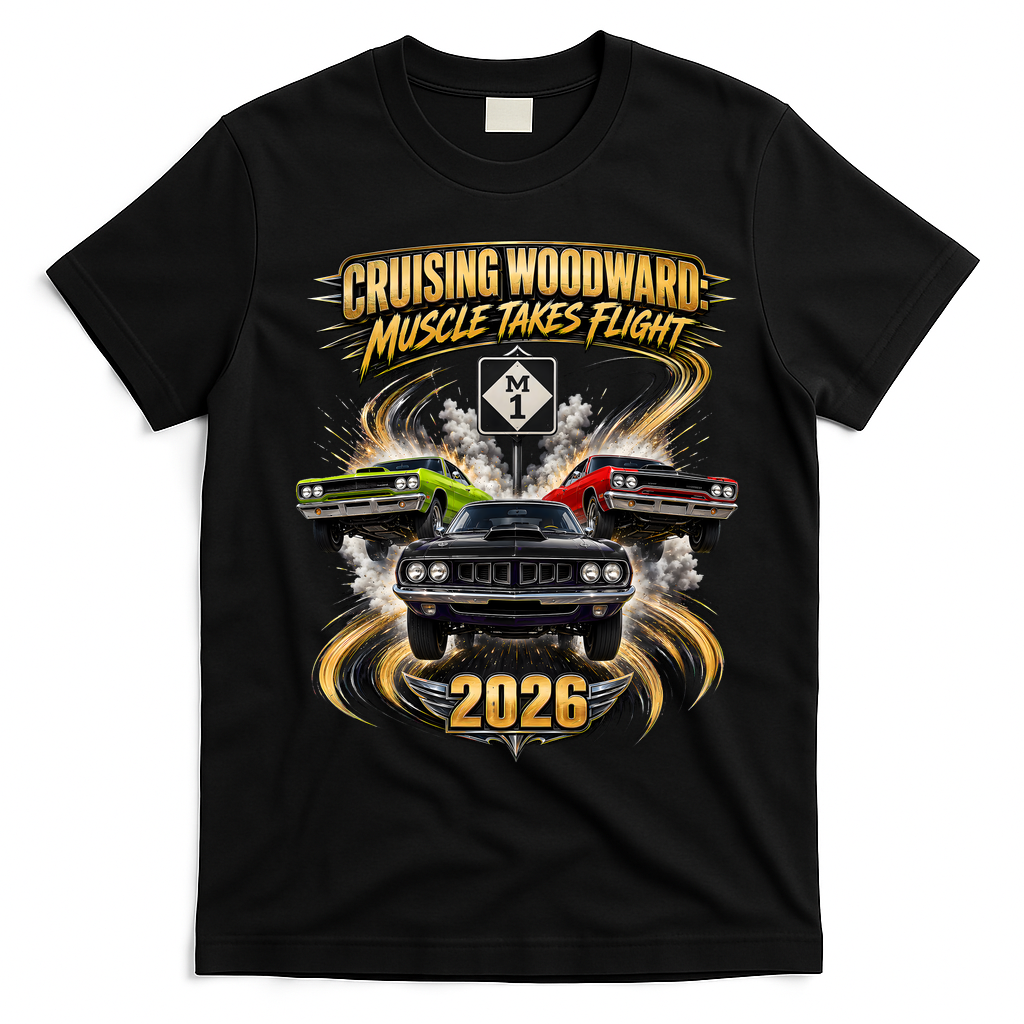 Muscle Takes Flight Crusing Woodward M1 2026 T-Shirt - Black