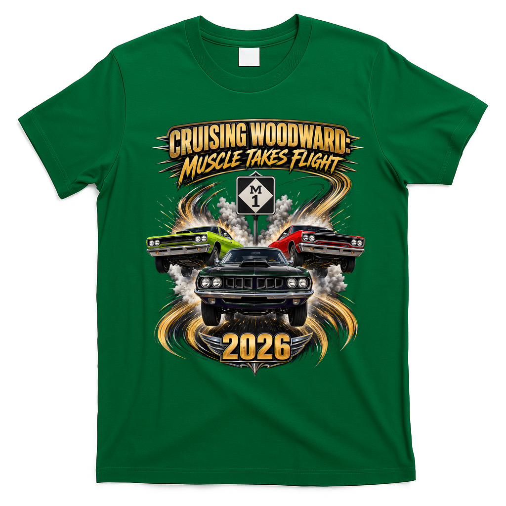 Muscle Takes Flight Crusing Woodward M1 2026 T-Shirt - Irish Green