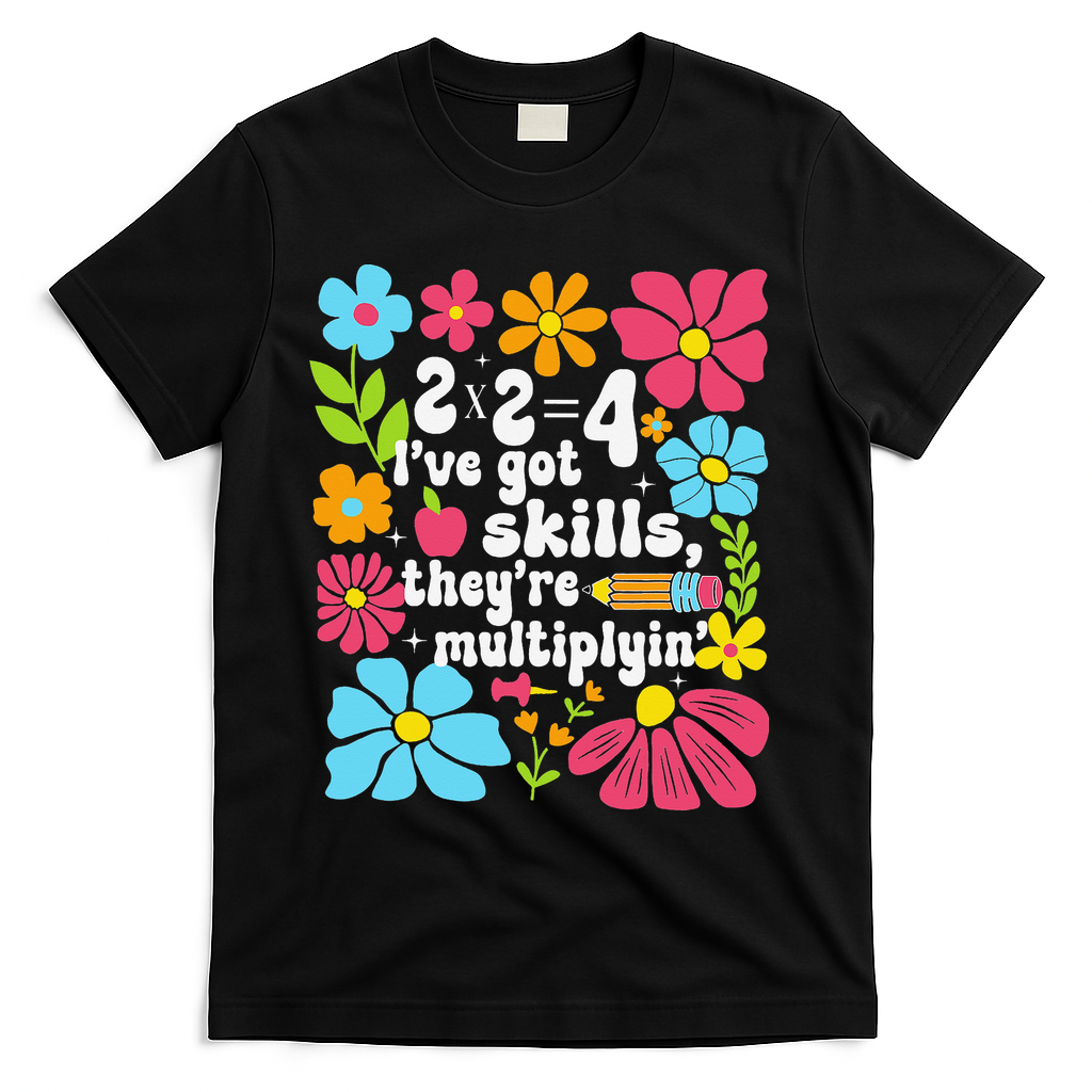 Math Teacher Floral Pi Teacher Math Mathematics Happy Pi T-Shirt - Black