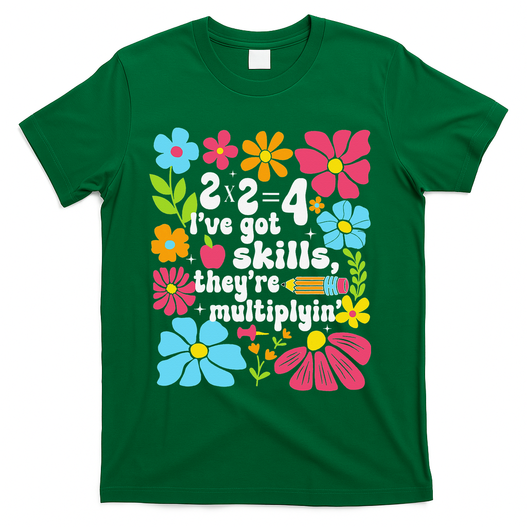 Math Teacher Floral Pi Teacher Math Mathematics Happy Pi T-Shirt - Green