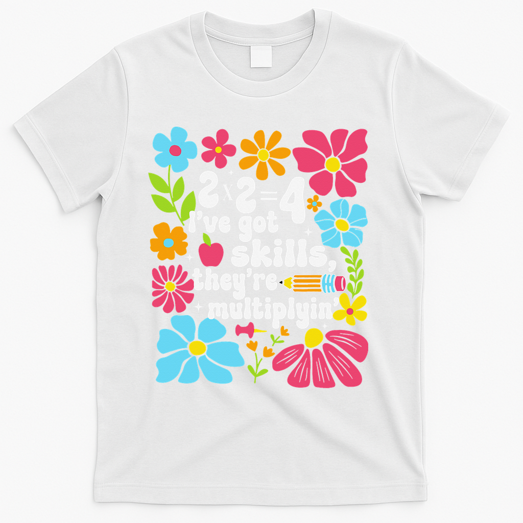 Math Teacher Floral Pi Teacher Math Mathematics Happy Pi T-Shirt - White