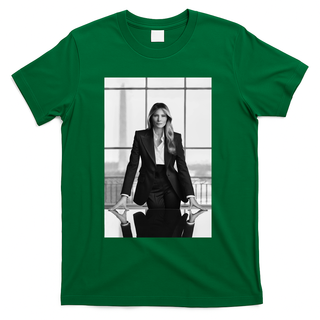 Melania Trump First Lady Official White House Portrait T-Shirt - Green