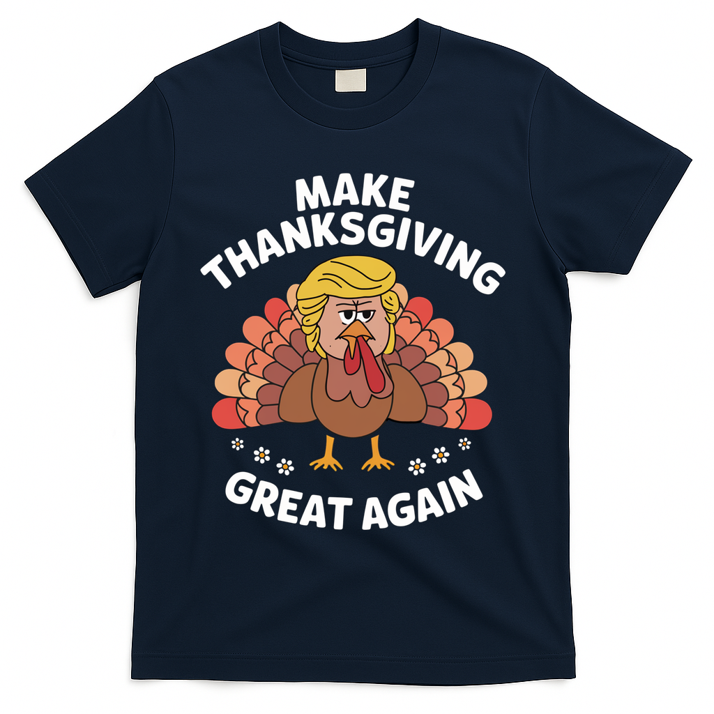 Make Thanksgiving Great Again Theme T-Shirt - Navy