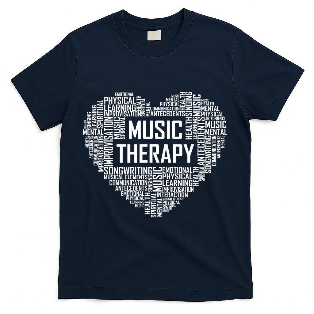 Music Therapy Heart Gift Therapist Appreciation Graduation Gift T-Shirt - Navy