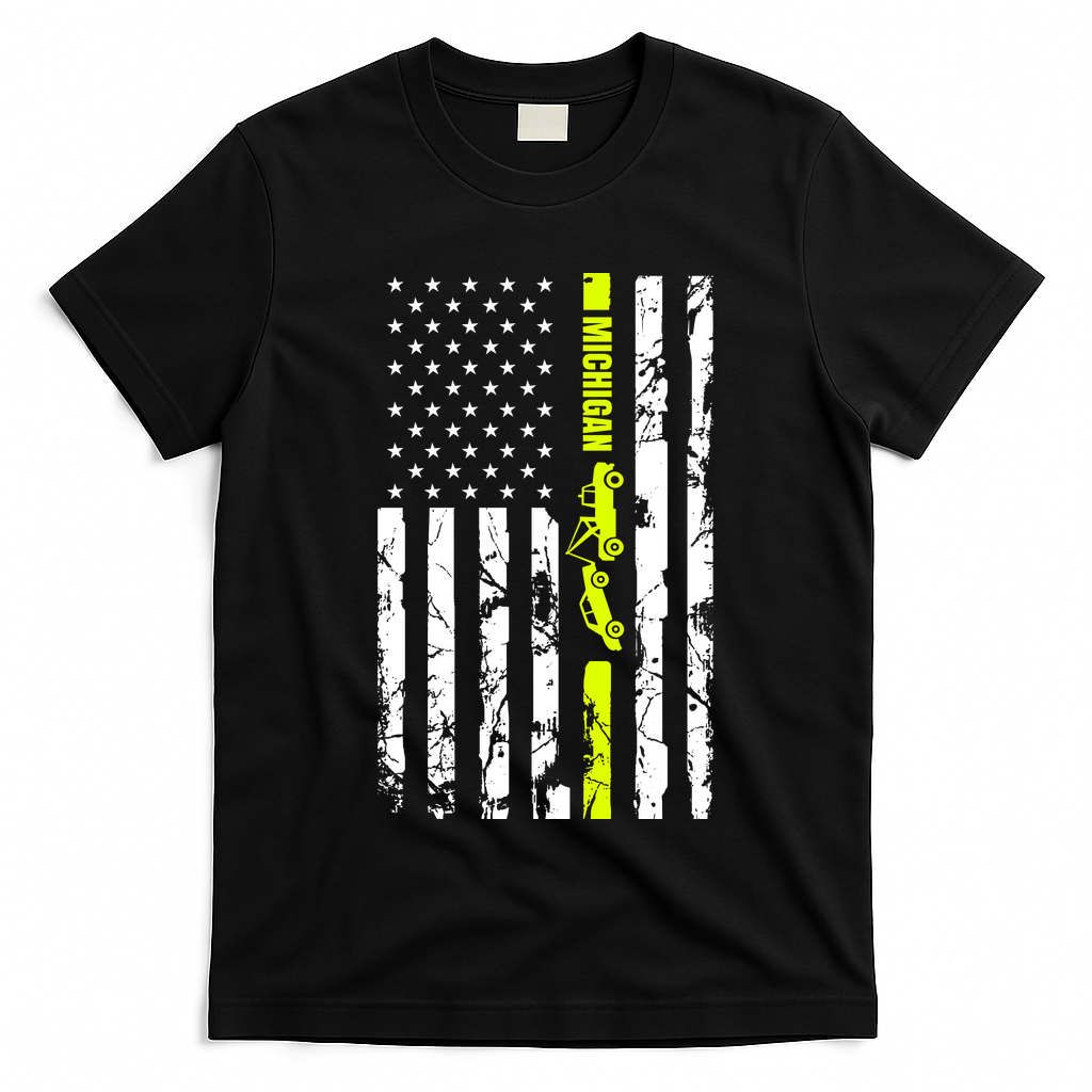 Michigan Tow Truck Driver Flag T-Shirt