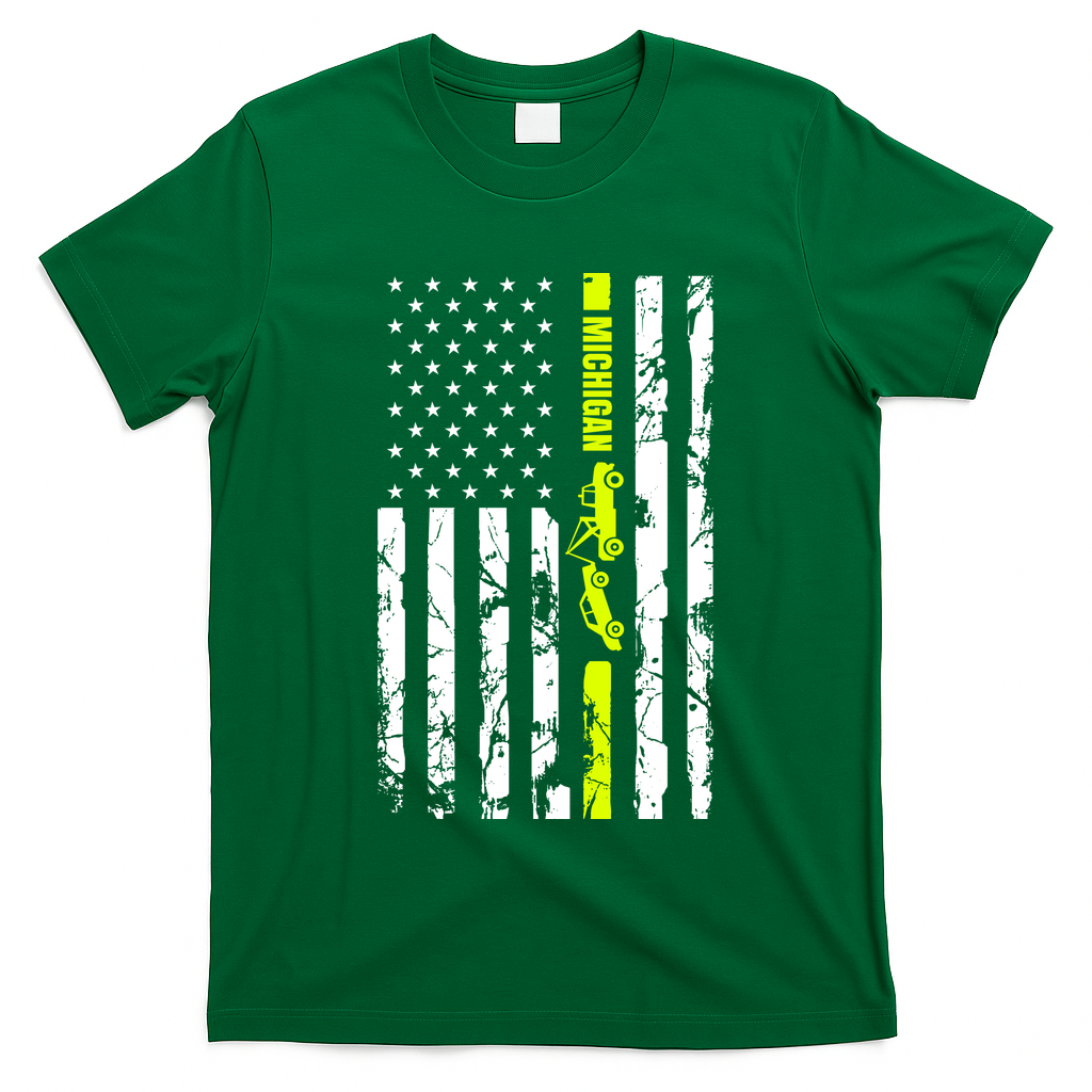 Michigan Tow Truck Driver Flag T-Shirt