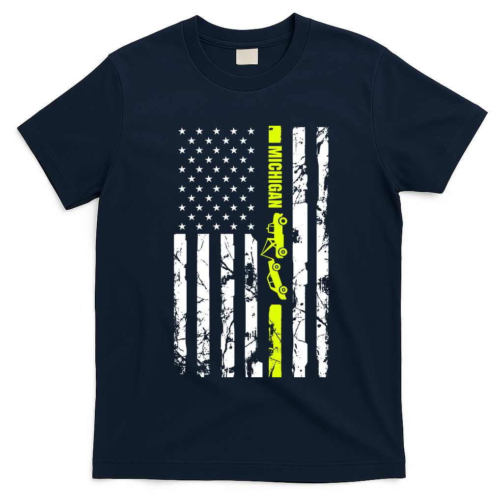 Michigan Tow Truck Driver Flag T-Shirt