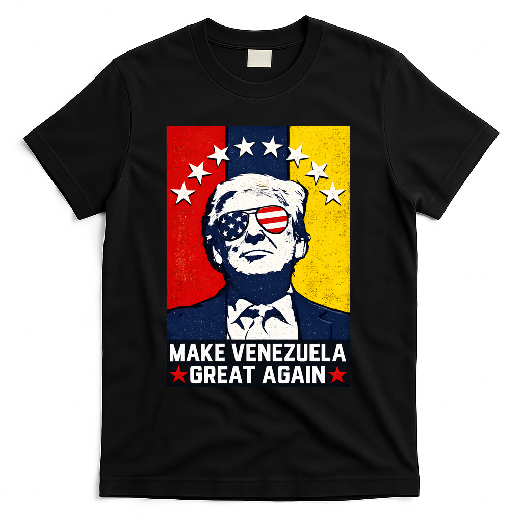 Make Venezuela Great Again Funny Donald Trump T-Shirt - Black
