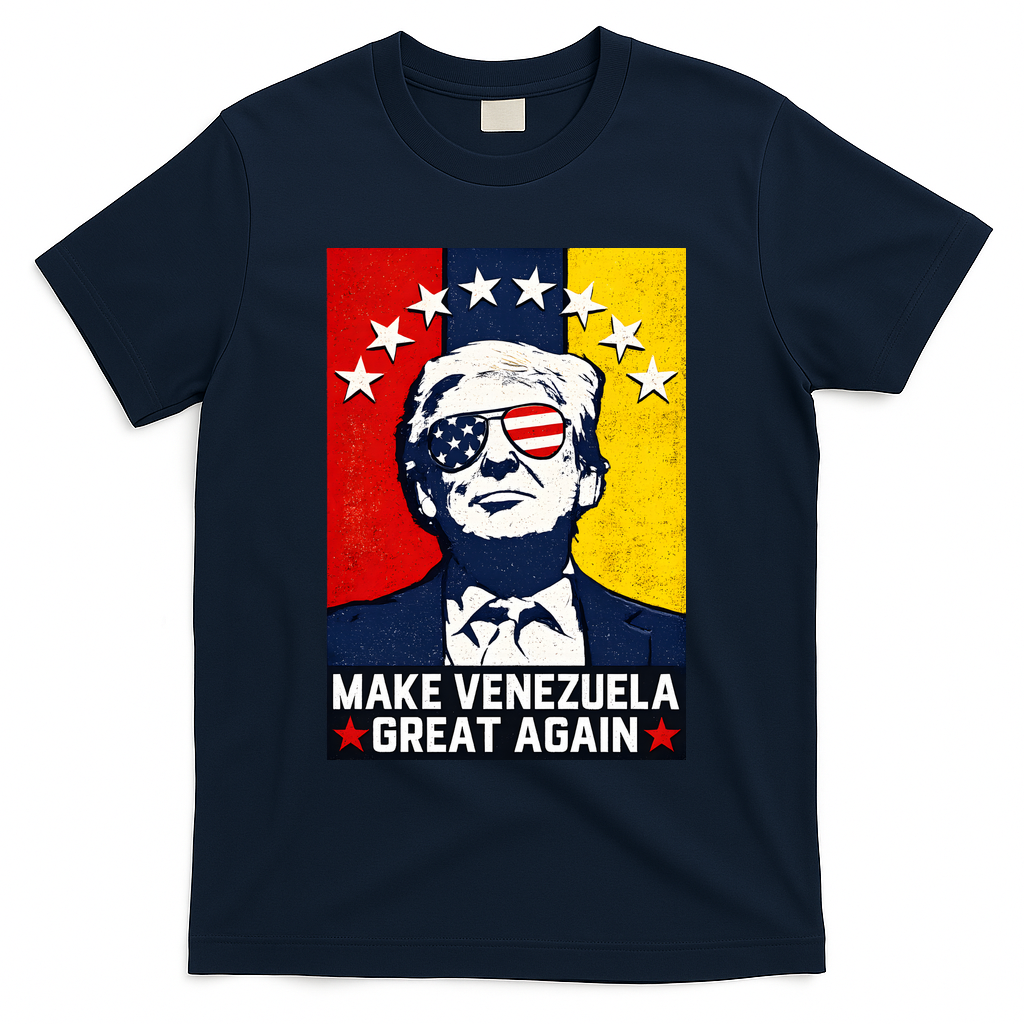 Make Venezuela Great Again Funny Donald Trump T-Shirt - Navy