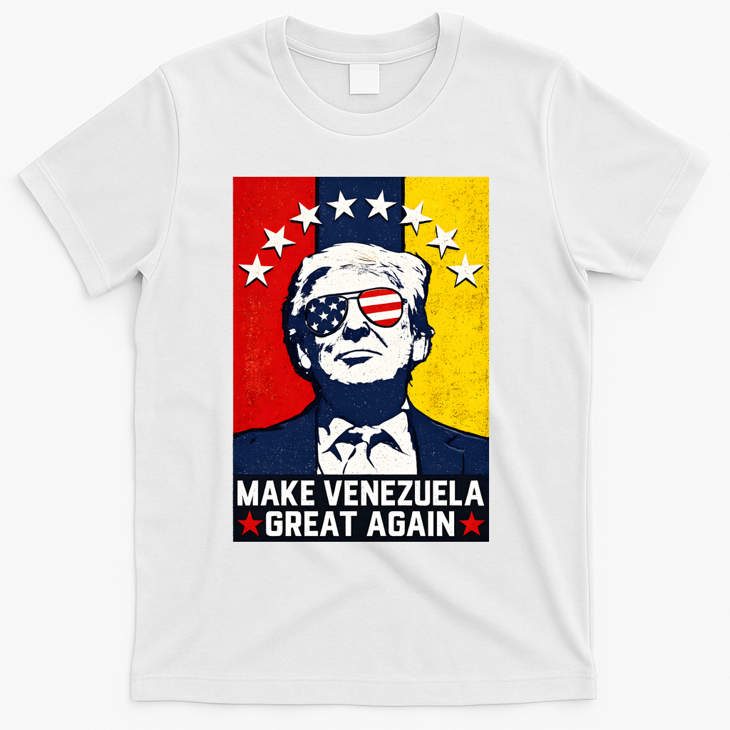 Make Venezuela Great Again Funny Donald Trump T-Shirt - White
