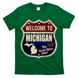 Michigan Vintage Metal Road Sign Logo T-Shirt