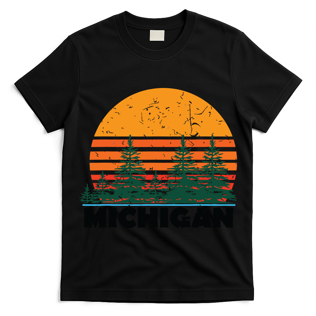 Michigan Vintage Retro Sunset Mi State Gift T-Shirt