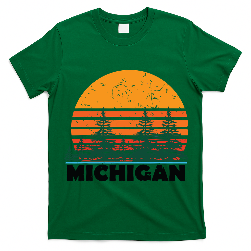 Michigan Vintage Retro Sunset Mi State Gift T-Shirt
